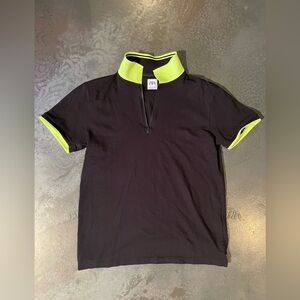 Zara Men's Polo Shirt with Black and Neon Green Accents